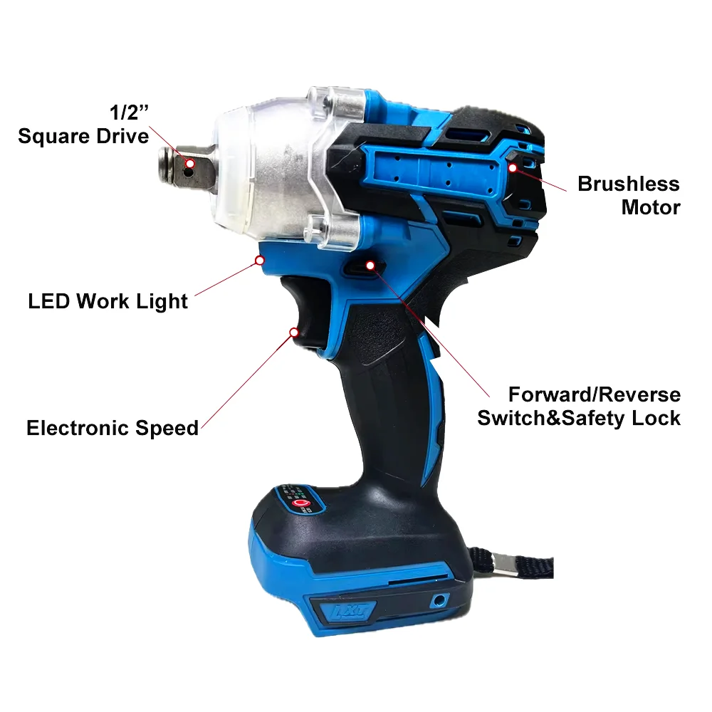 Power Craft 21V Cordless Drill Battery Electric Wrench Kit Rechargeable Brushless Square Allen Wrench High Torque Impact Wrench