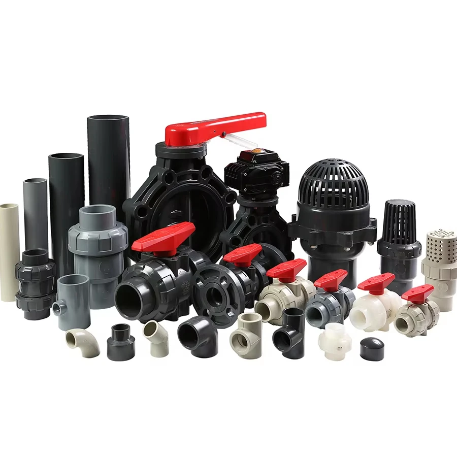 Industry using ANSI/DIN/JIS UPVC/CPVC/PPH industrial PVC SCH80 pneumatic actuator true union ball valve with bracket EPDM/VITON