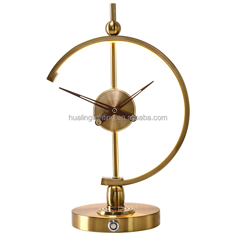 Portable modern decorative bar bedroom touch light wood base led table night light with clock and wireless charger