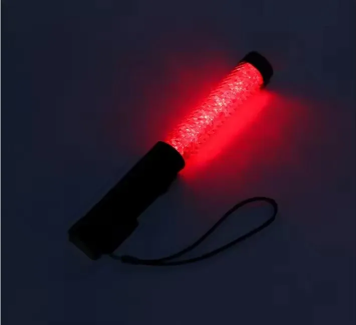 Battery/rechargeable warning flashing safety traffic wand led signal control guiding baton light wand Wrist Strap with whistle