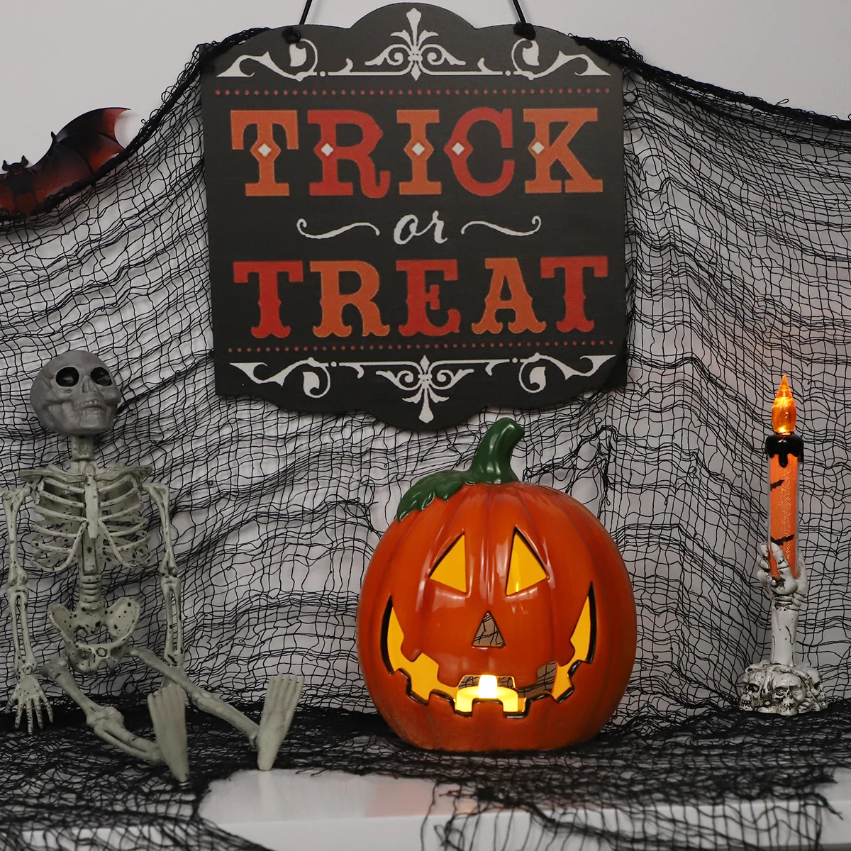 Wholesale Mall window display pieces hollowed out glow Easter scene decoration led Halloween pumpkins