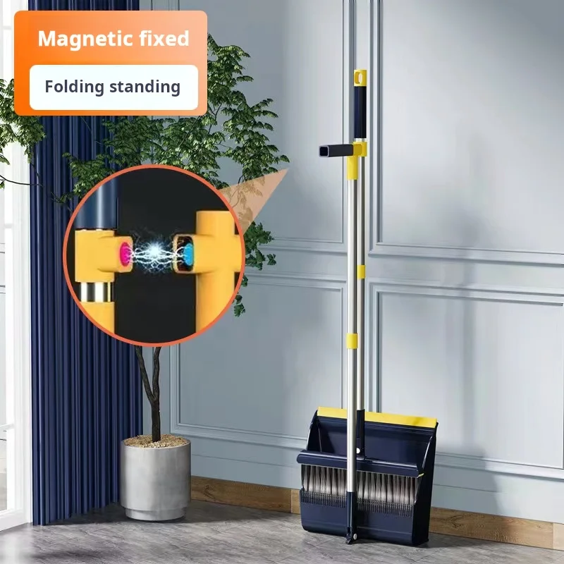 Upgrade Broom and Dustpan Set with Long Handle Upright Dustpan Broom Set Ideal for Indoor Outdoor Garage Kitchen Room