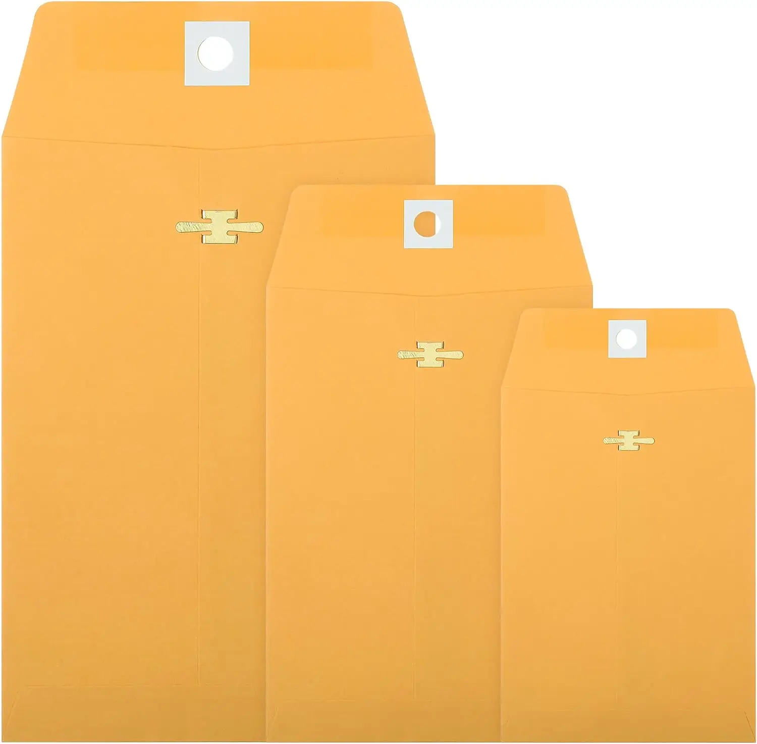 100 Pieces 3 Sizes Clasp Envelopes Kraft Paper Catalog Clasp Envelope with Clasp Closure for Filing, Storing, Privacy Ensuring