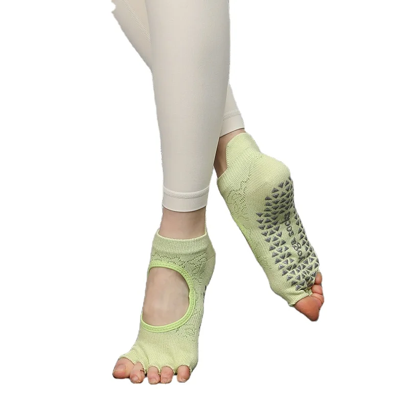 Hot selling new aerial yoga socks non-slip socks women professional five-finger short open-back socks