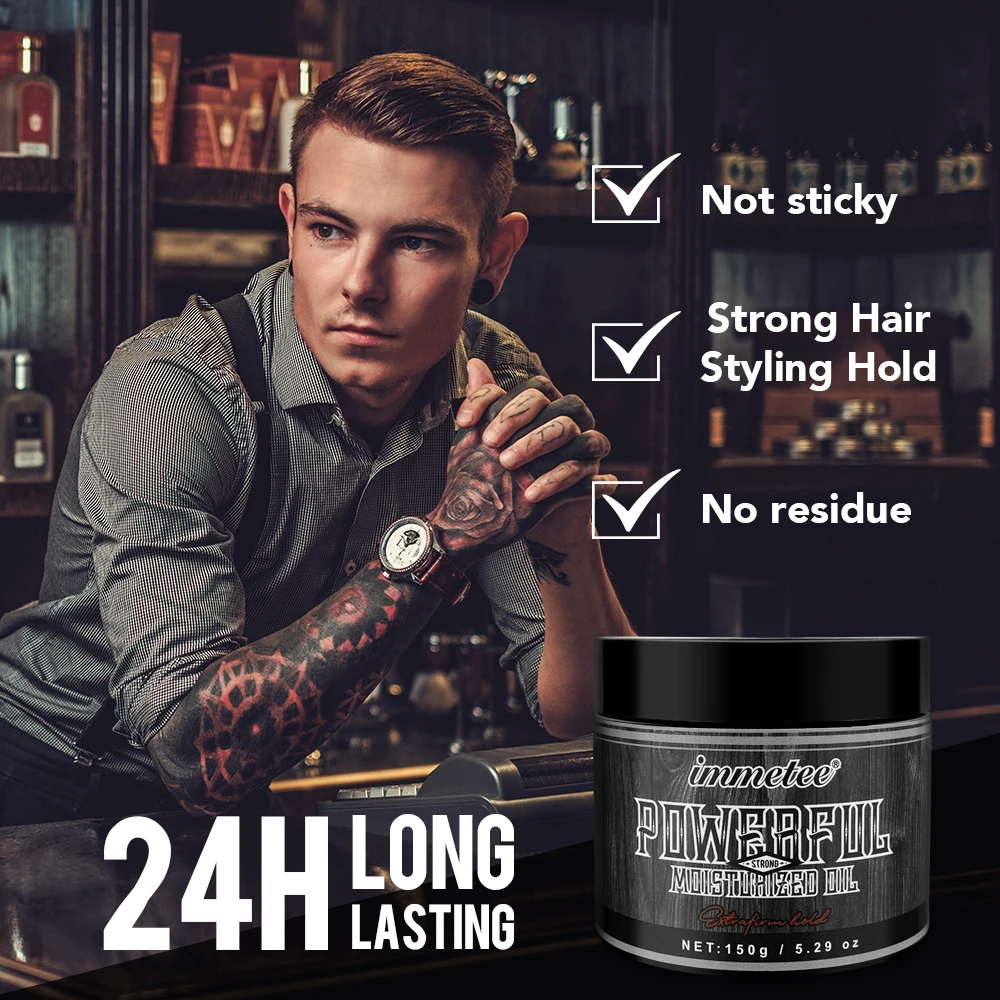 IMMETEE Hair Gel Lasting Styling Fashion Design Organic Pomade Strong Hold Hair Wax For Men