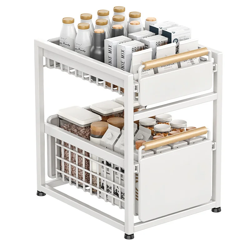 Two Tier Under Sink Organizer Kitchen Cabinet Drawer Organizer Pull Out Shelf Rack