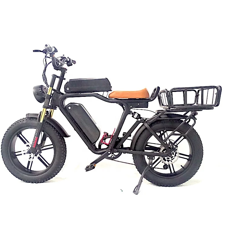 20 Inch 4.0 Fat Tire Bike Full Suspension 48V 750W Rear Motor 48V 16Ah*2 Dual Battery eBike Hydraulic Brake Electric Cargo Bike