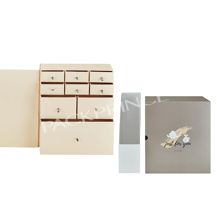 Mystery Blind Luxury Rigid Customize Cosmetic Chocolate Cardboard Holiday Gift Boxes Drawers Advent Calendar 25 Day Gift Box