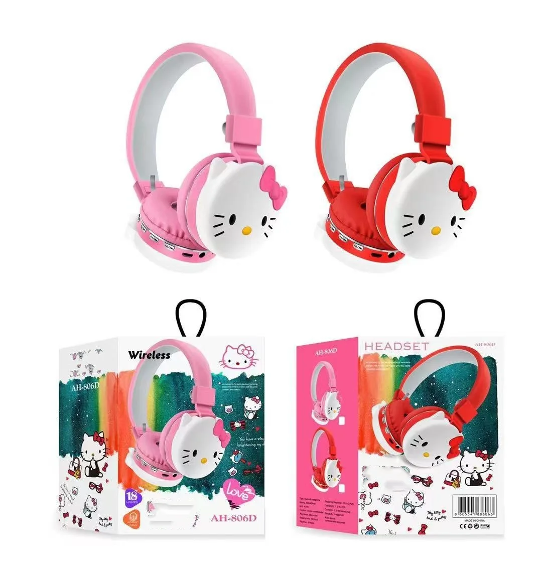 Sanrioes AH806Y мультяшная KT Cat Kuromi стереогарнитура с монтированной головкой Мелодия Складная шумоподавляющая гарнитура