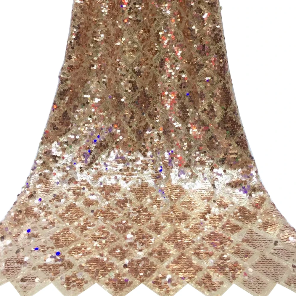 cheap beautiful square embroidery sequin lace fabric for woman dress