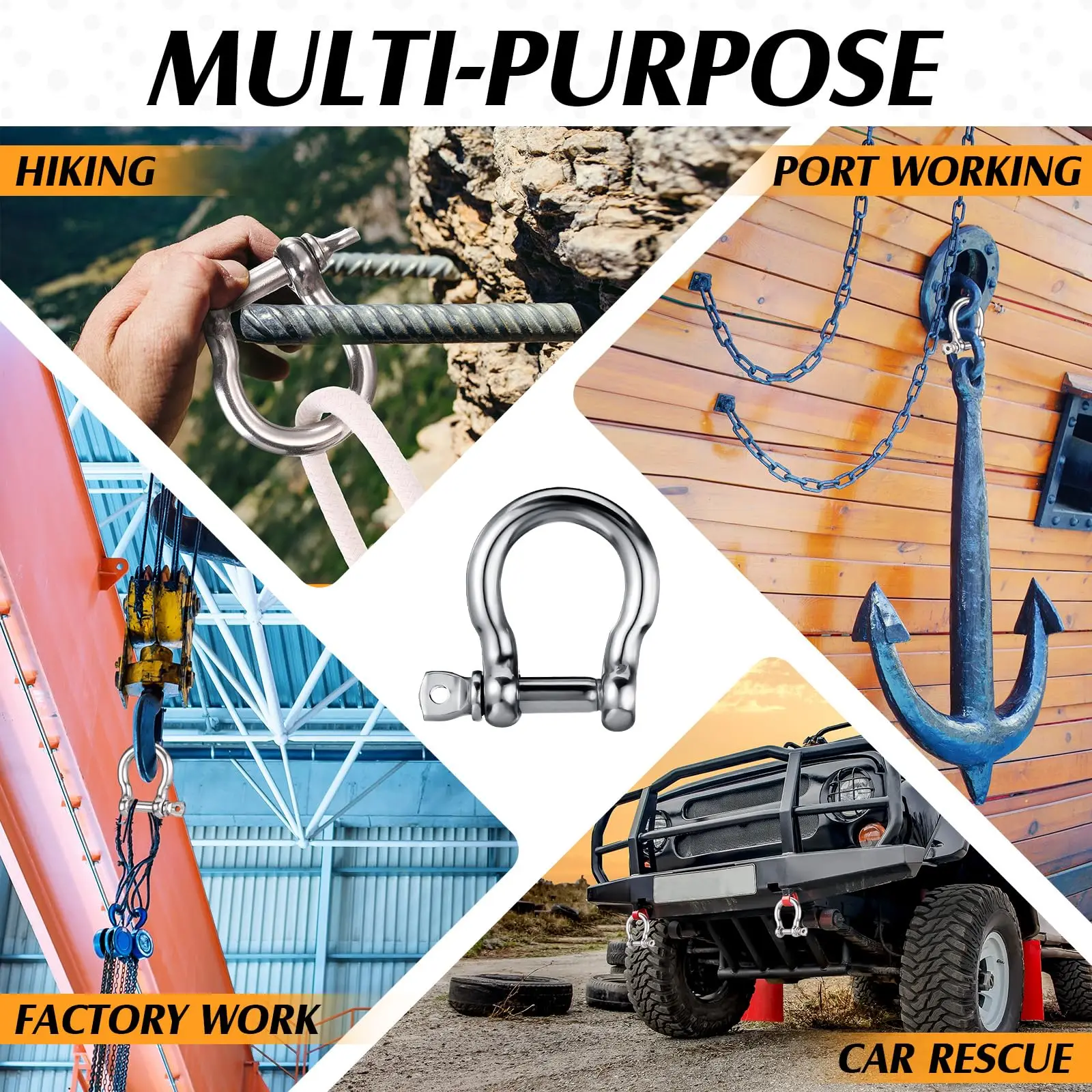 Stainless Steel D Shackle Dee Shackles Marine Grade M4-M38 Lifting Sailing