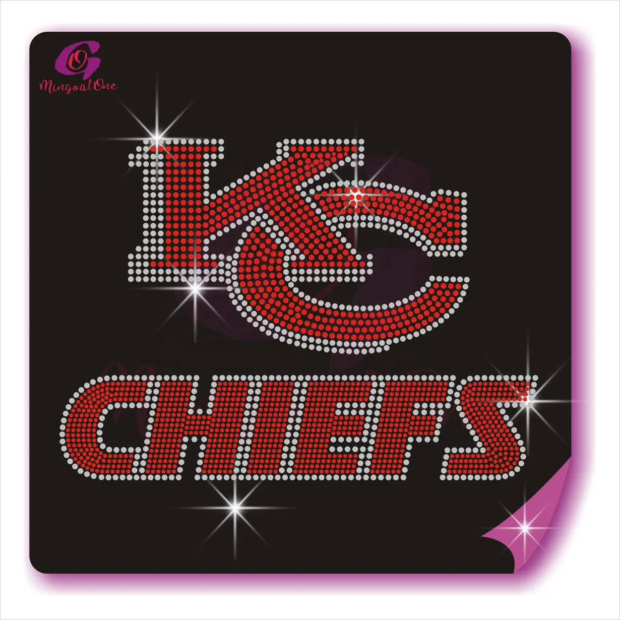 China Factory Custom Sport Teams Logo Iron On Rhinestone Designs NFL Rhinestone Heat Transfer for Hoody