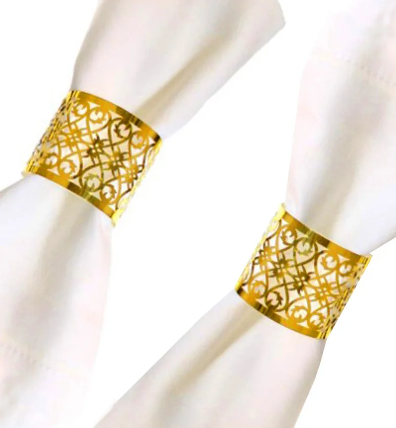 Cheap Disposable Serviette Buckle Household Napkin Paper Band Holder Adornment Hollow Out Napkin Rings for Wedding Christmas