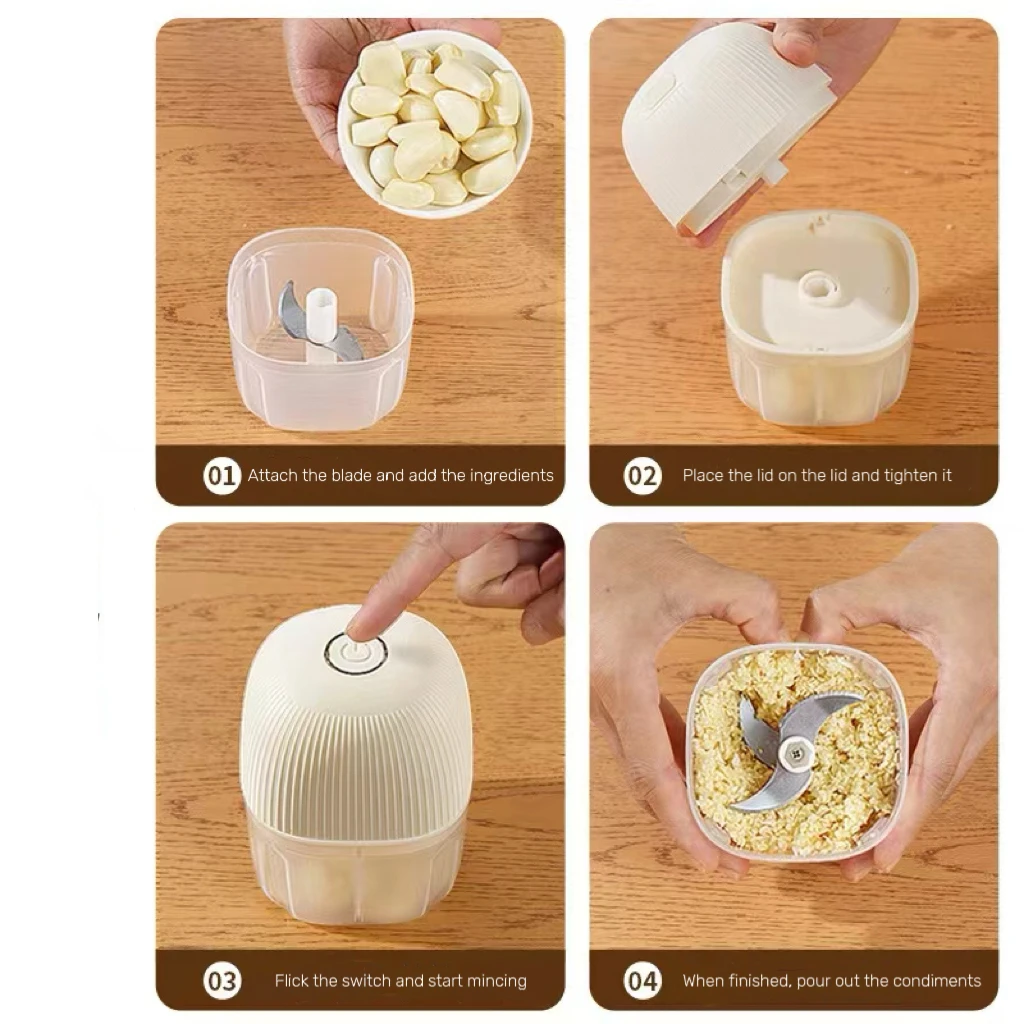 USB Electric Food Processor 30W Power Grinder with Stainless Steel Blade for Meat Vetables & Baby Food