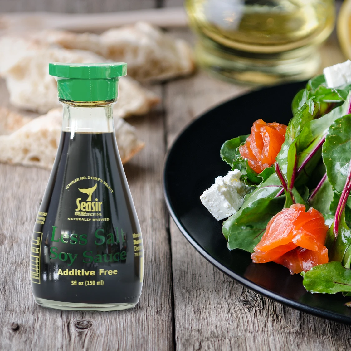 Factory Price OEM Naturally Brewed 150ml Table Glass Bottle NON-GMO Japanese Less Salt Soy Sauce