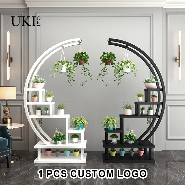 Good quality round multi-storey balcony decorative frame iron  storage flower pot rack stand