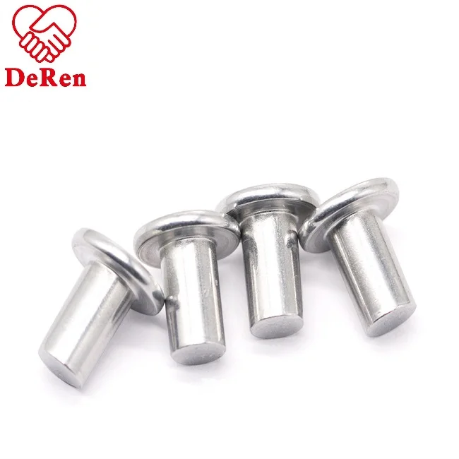 China Factory pice high quality flat head solid/semi-tubular rivet DIN302/DIN124