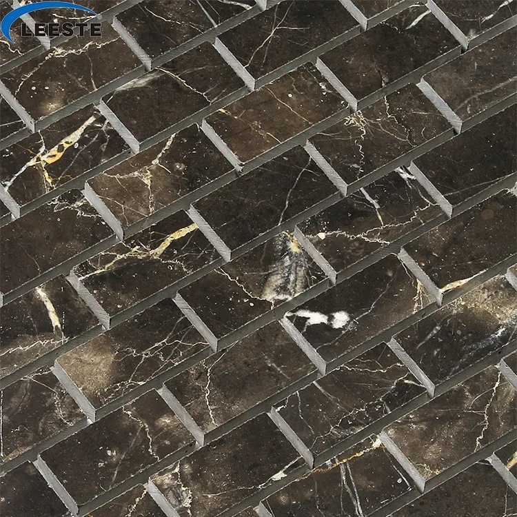 High Quality Bathroom Kitchen room wall floor decoration 1 x 2' Brick China Dark Emperador Marble Mosaic tile