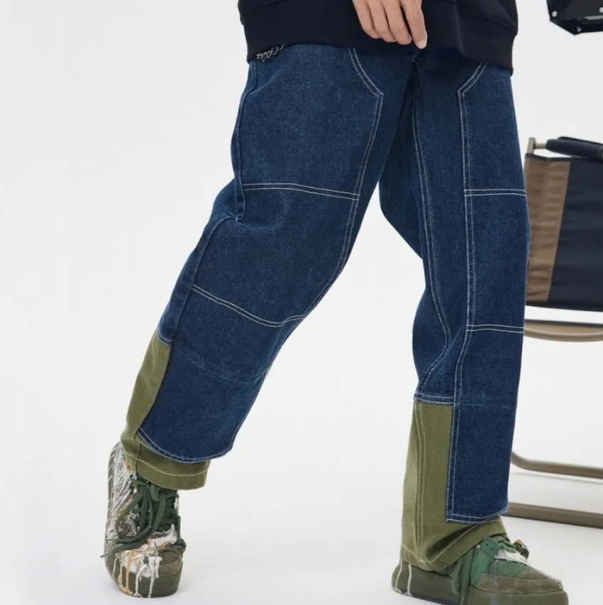 patchwork stretch hip hop mens jeans top quality  silm denim jeans patchwork denim jeans for men