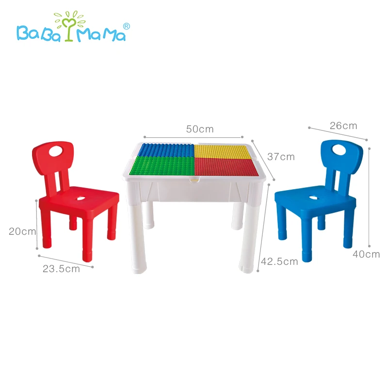 
Plastic Baby Study Activity Playing Building Block Kids Play Table Chairs Play Set 