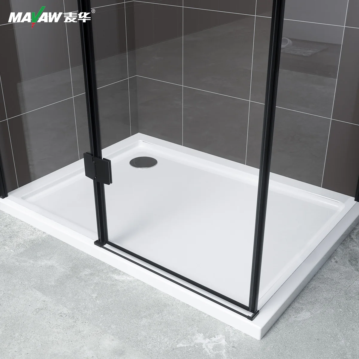 Frameless 6mm Matt Black Rectangle Pivot Glass Shower Enclosure Shower Door Bathroom