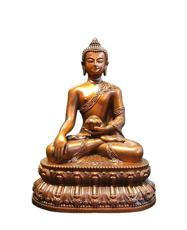 Статуя чжунчжэн из красной меди нематериального культурного наследия Будда Сакьямуни на заказ украшение из чистой меди ручная работа красная медь старая