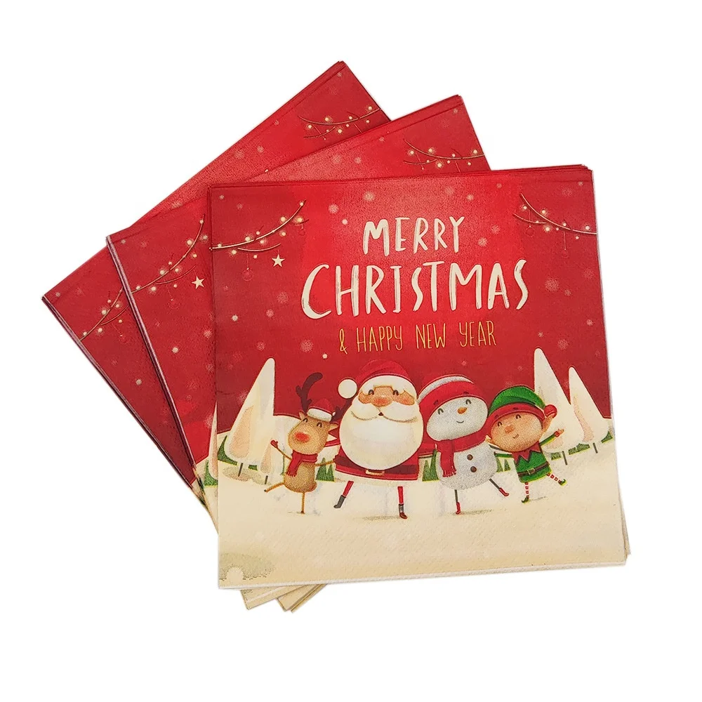 Custom Party Supplies Christmas Dinnerware Set Holder Paper Cup Napkins Biodegradable Disposable Sugarcane Paper Set Plates