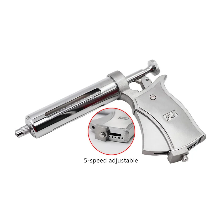 50ml Reusable Adjustable Metal Injection Gun For Animal Use Pet Breeding Pig Farming Semi Continuous Injection