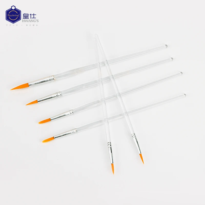 Keep Smiling 6pcs White Handle Nylon Hair Art Watercolor Painting Brushes Set For Painting