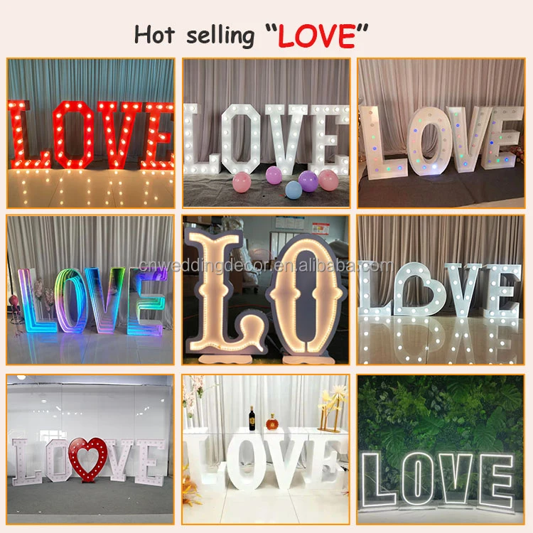 RGB Color Metal Letters Marquee Numbers Light Up Numbers For Wedding Party Decoration