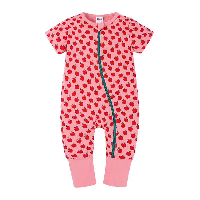
Summer Apples Printed Short Sleeve Cotton Baby Girls Newborn Toddler Children Clothing Clothes Rompers Jumpsuit 0-2 Years Old 