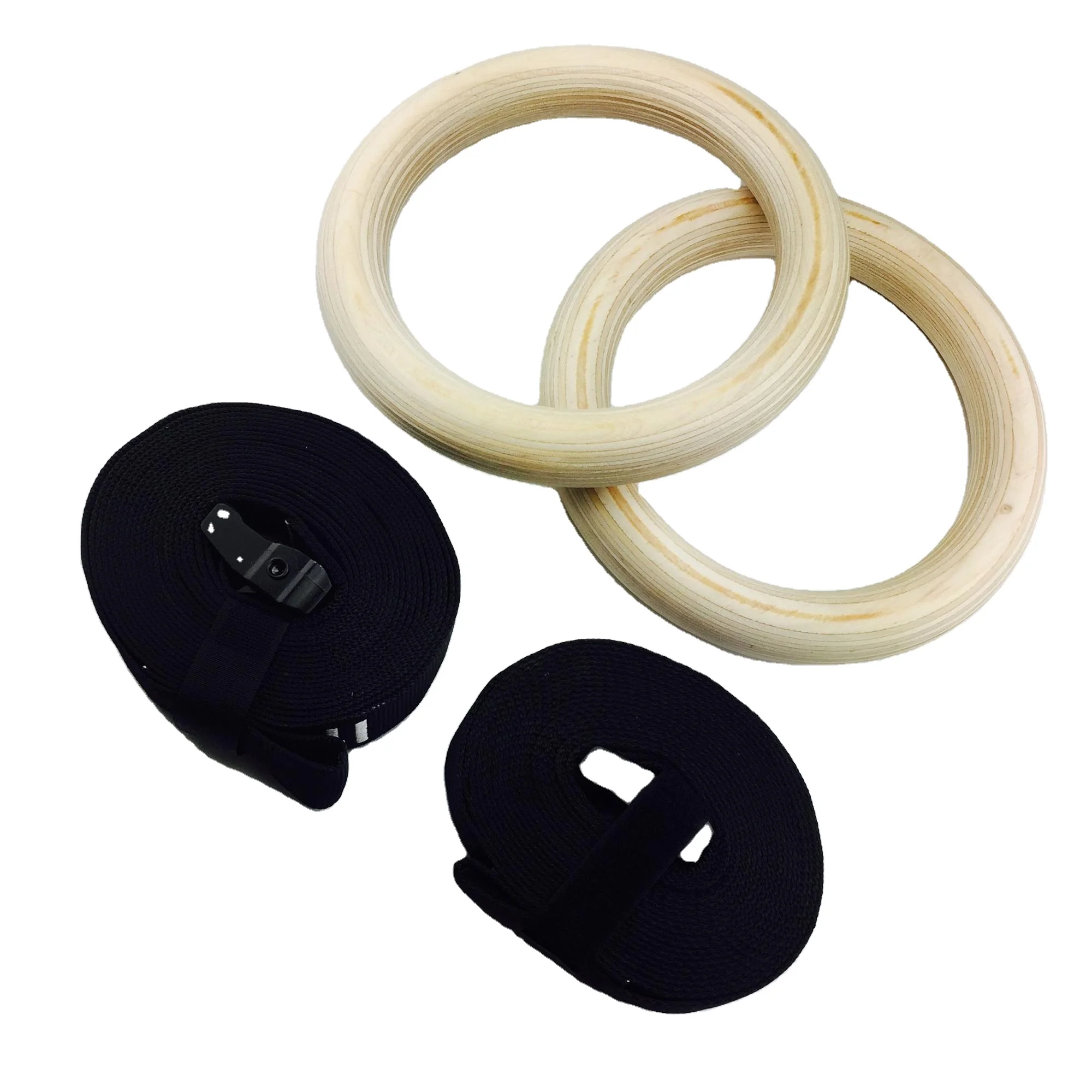 Wood Gymnastic Ring Strength Training Gym Rings Wooden workout straps pull up straps