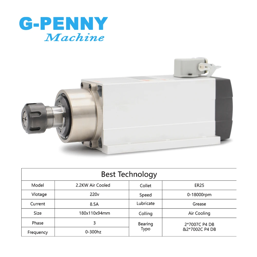 Новое поступление! 2.2kw ER25 220v/380v с воздушным охлаждением двигателя шпинделя фланцем 4 шт Керамические подшипники 2.2KW Fuling