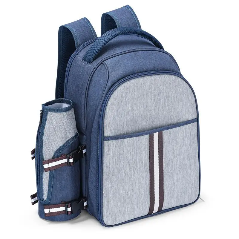 Oxford Cooler Bags Backpack for Outdoor Camping Insulation Bagpack with Tableware Holder and Pouch Waterproof Lunch Picnic Bags