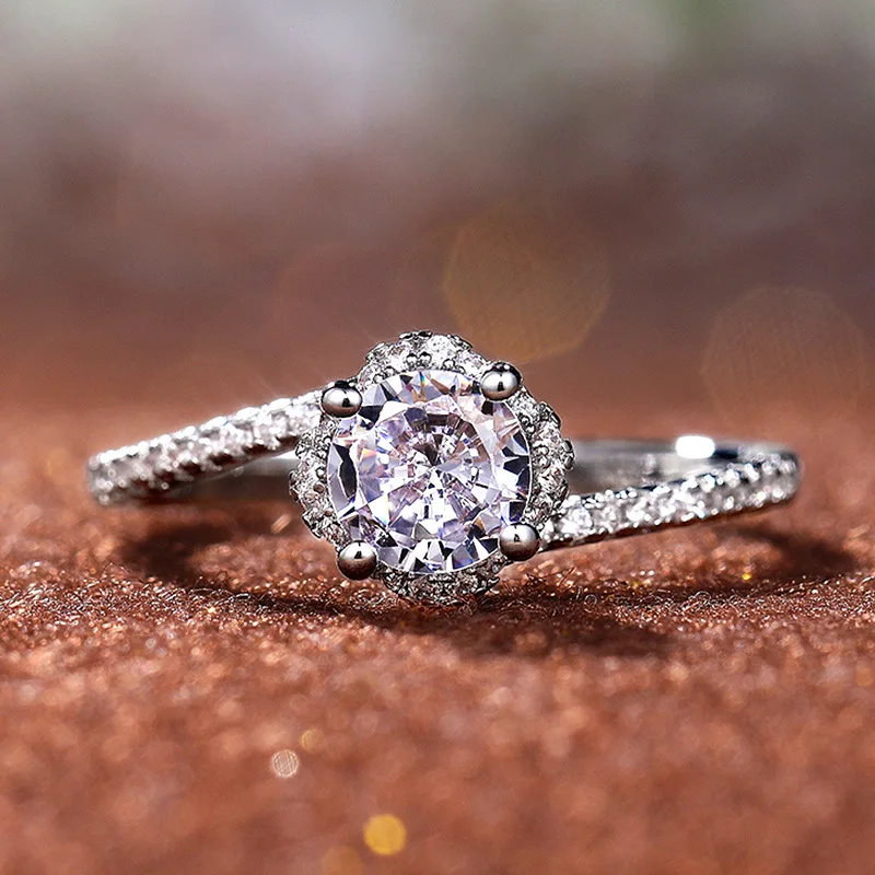  New Arrival High Quality Wholesale Flower Cz zircon ring jewelry gift for