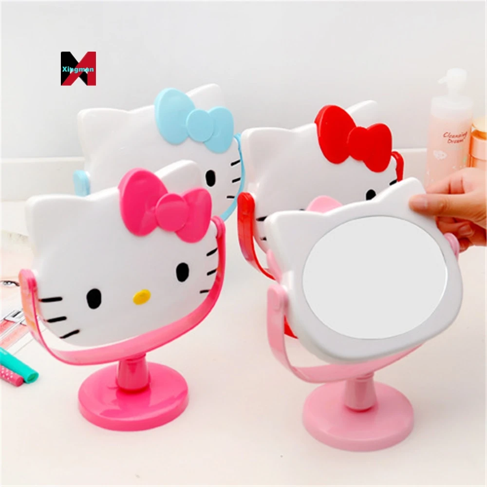Wholesale Kawaii helloed a Kitty Desk Single Sided Rotating Princess Student Makeup Mirror Portable