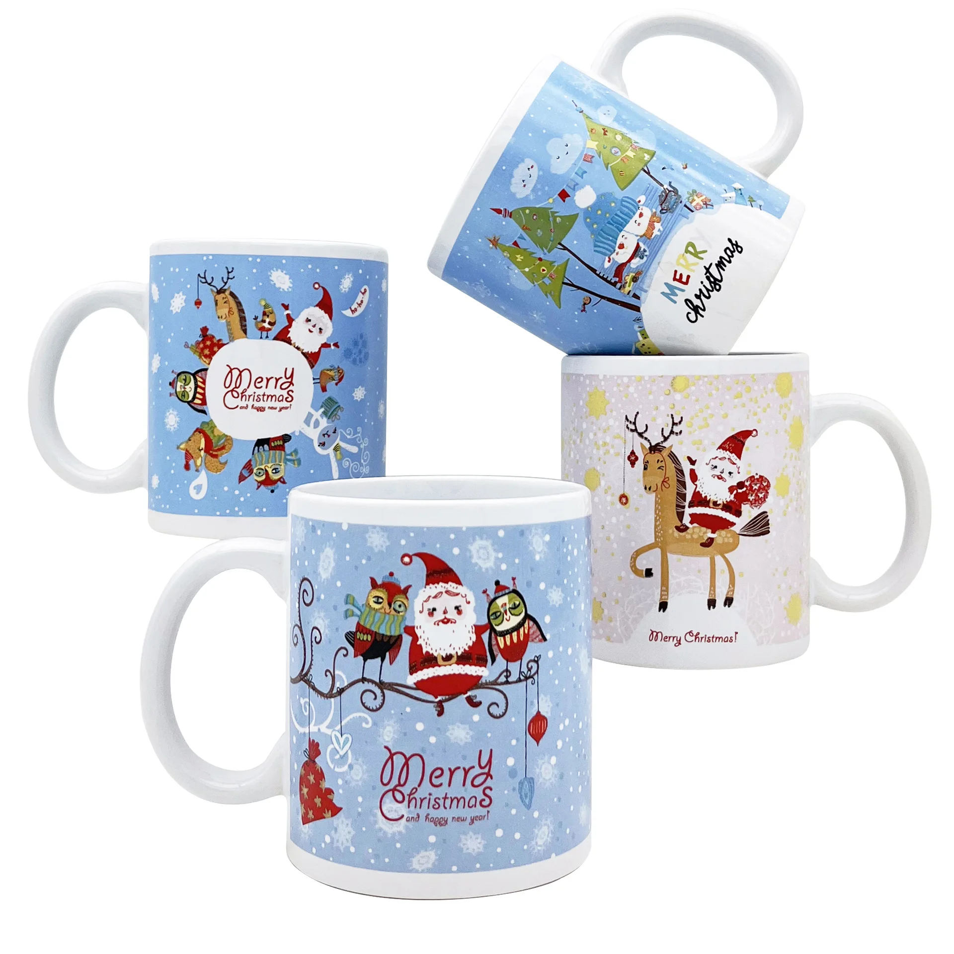Wholesale 11oz Product Coffee Cup Custom Pattern Ceramic Coffee Mug Sublimation Christmas Cup