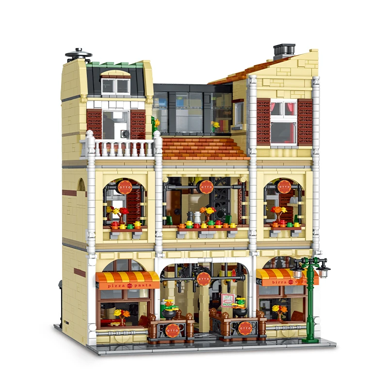 New 5588pcs Pizza Shop DIY toys Model Bricks Creative Big House Building Blocks Set Toys For Christmas Gift