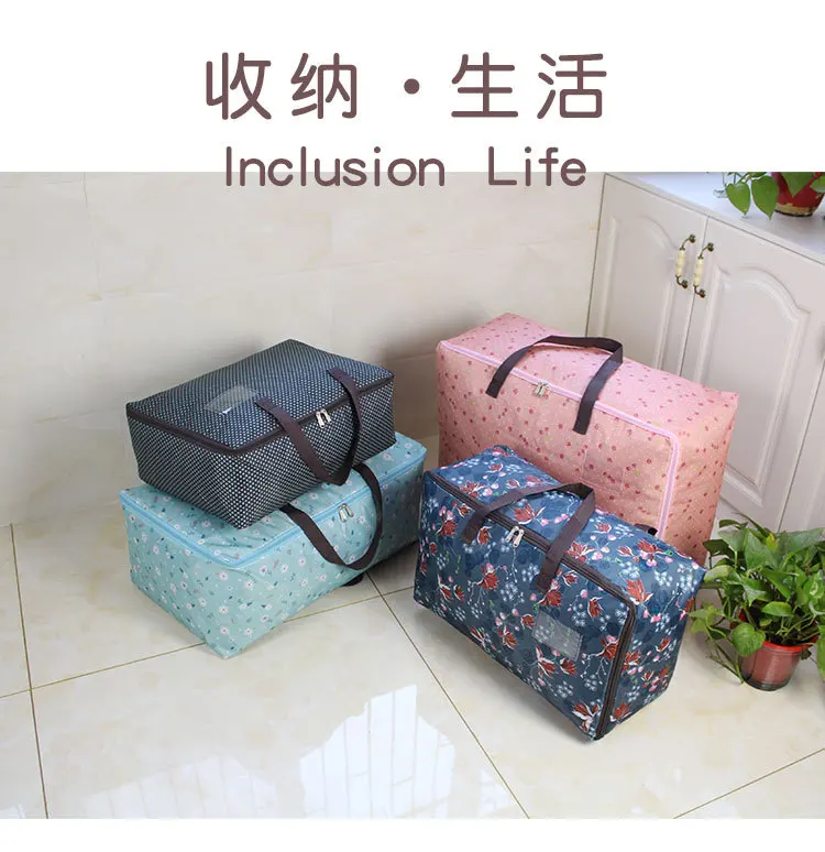 Clothes Quilt Storage Bag High Capacity Wardrobe Clothing Finishing Bag Home Sundries Toys Organizer Bags Solid Color