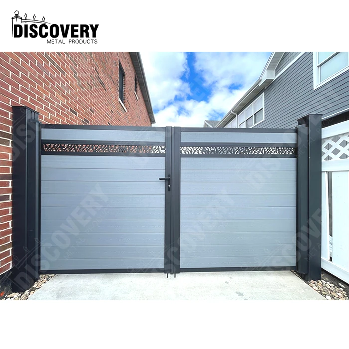 crack-resistant horizontal courtyard garden security swimming pool composite fencing privacy WPC gate for house decoration