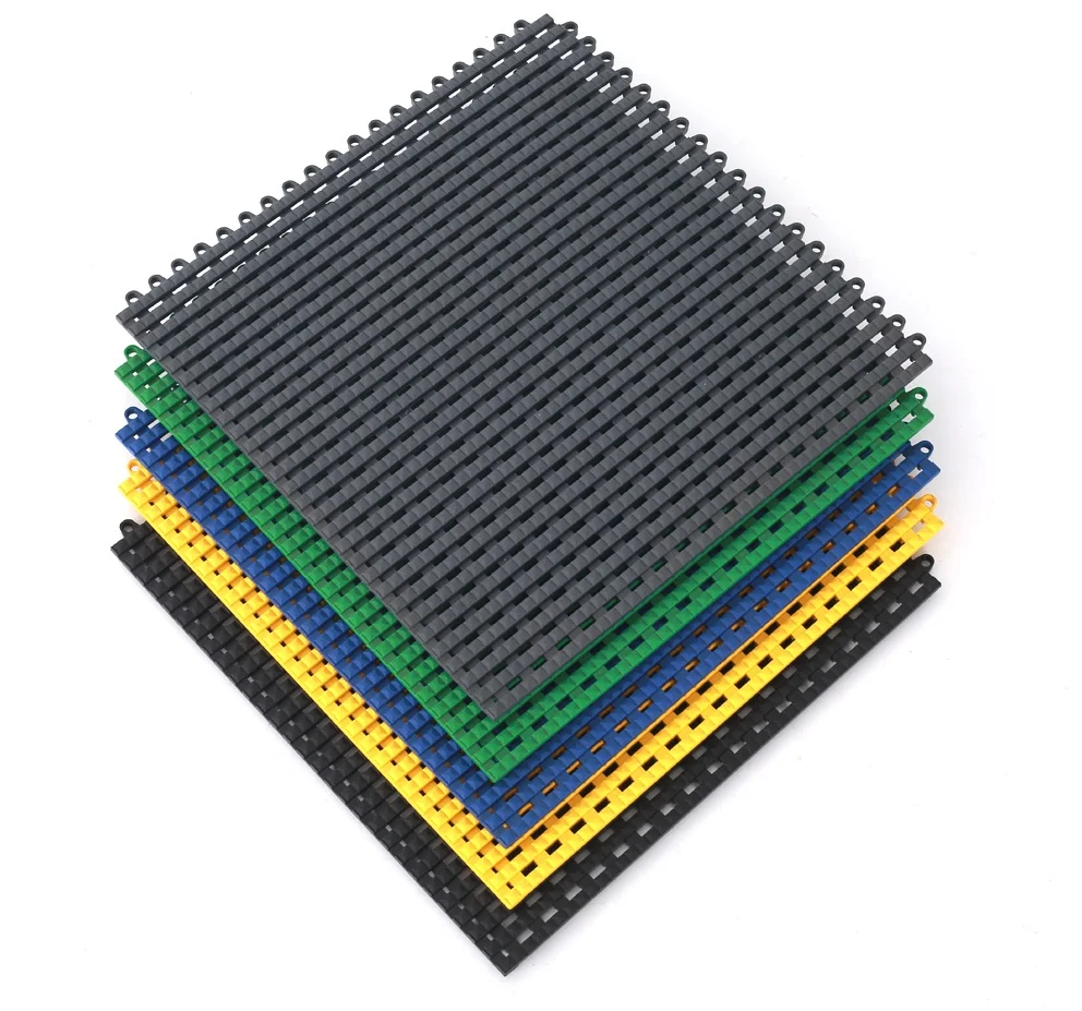 Heavy duty anti-slip durable pvc interlocking garage floor tiles removable plastic interlocking floor mats for car wash