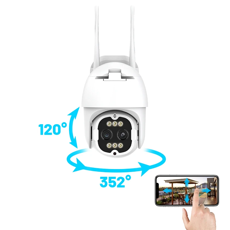 4MP Ptz With Auto Tracking 8X Zoom Dual Lens Ip Security Wifi Outdoor Surveillance Camera HD IP Video Surveillance Camera