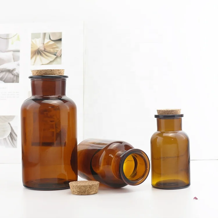 250ml 500ml aromatherapy glass bottles unique empty amber candle jars with lids in bulk