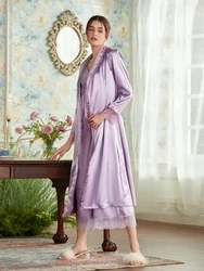 long sleeve satin robe custom design long silk nightgown robe