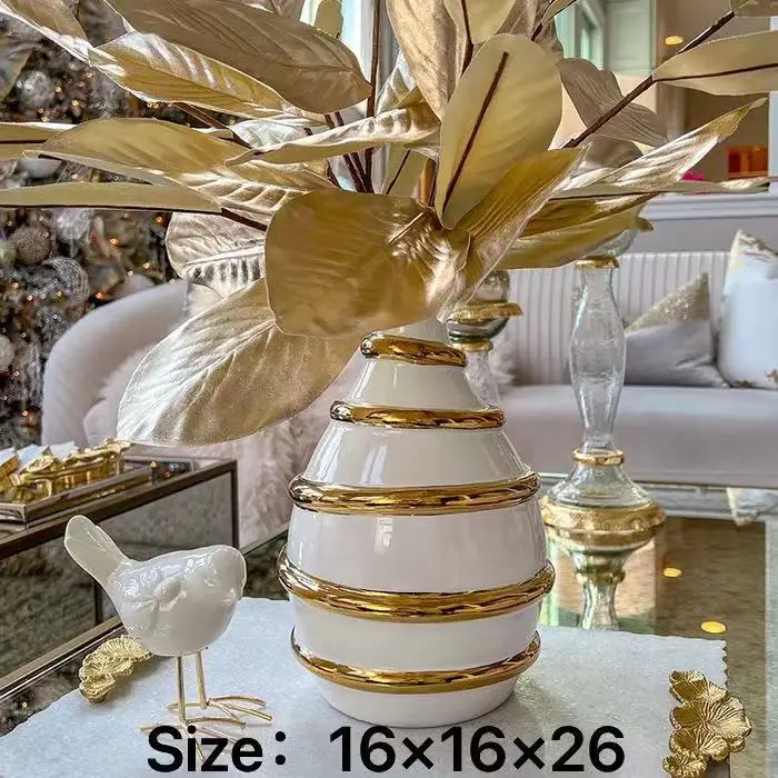 High End Hotel Lobby Flower Vase Home Decor Luxurious Modern Design Golden Luxury Vases For Home Decor