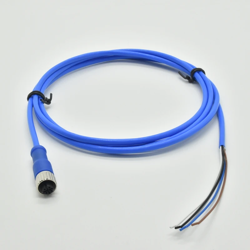 Синий 4pin IP67 женский кабель штекер закодированный M12 соединительный кабель