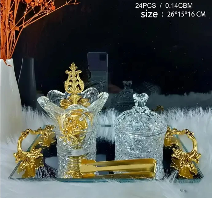 Wholesale Crystal Incense Stove Three Piece Set For Living Room Crystal Incense Stove Home Decoration Set Arab Incense Holder