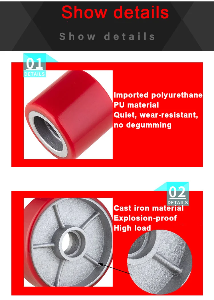 High load pu 600kgs forklift caster 80*60 flexible rotation mechanical equipment forklift caster