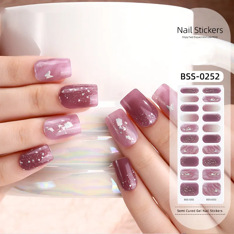 BEAU FLY autocollant pour ongle Glitter semi cured uv gel nail stickers with uv lamp