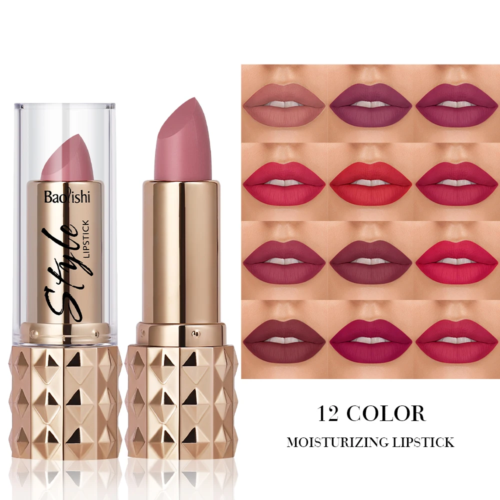BAOLISHI Lipstick Matte Long Lasting No-stick Lipstick Waterproof Makeup Lip Stick Smudge-free Classic Highly Pigmented Lip Tint